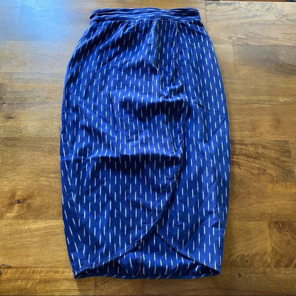 J. Crew tulip faux-wrap skirt in indigo ikat - Picture 4 of 6
